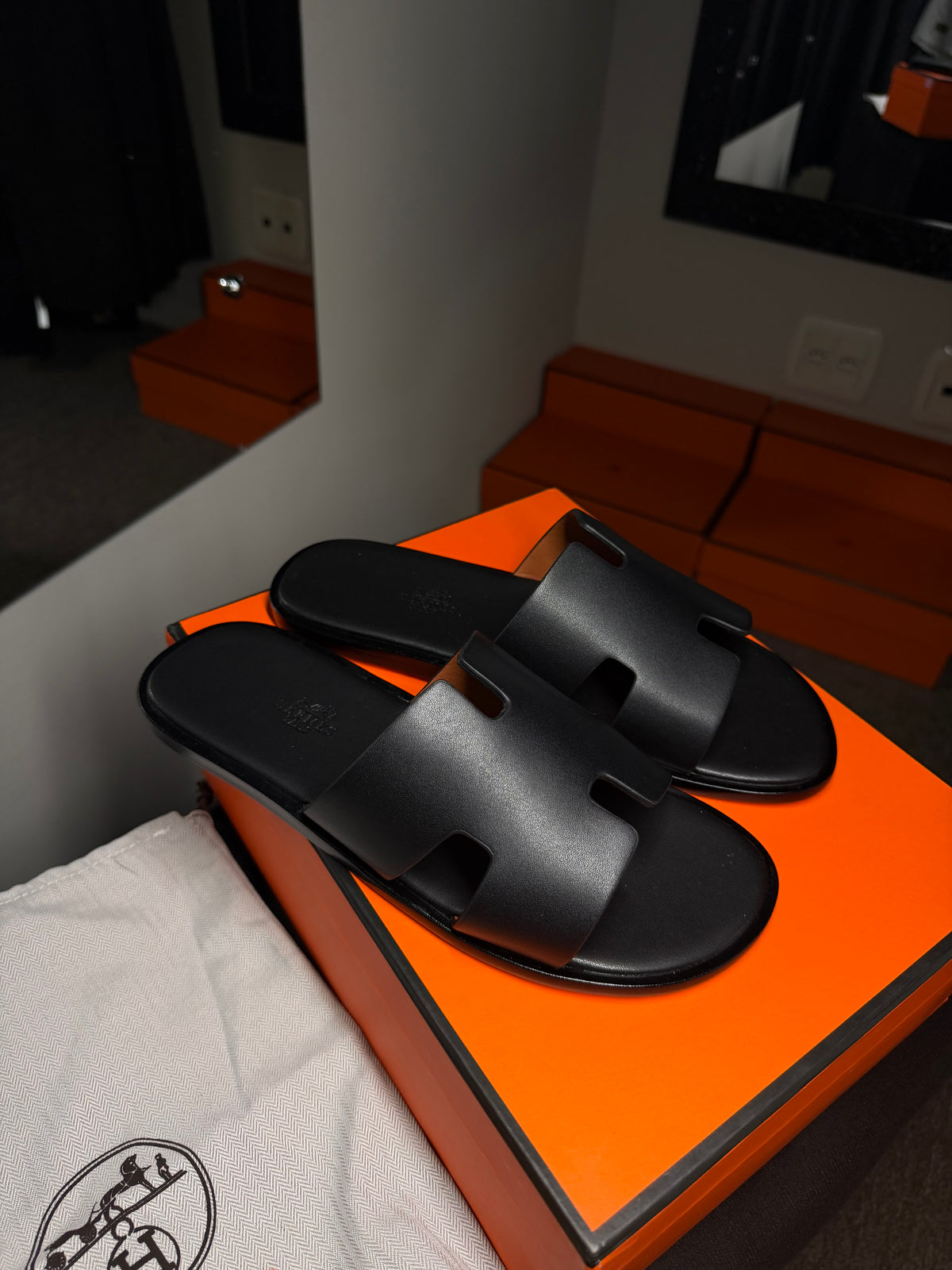 Sandália Izmir Hermès - Noir