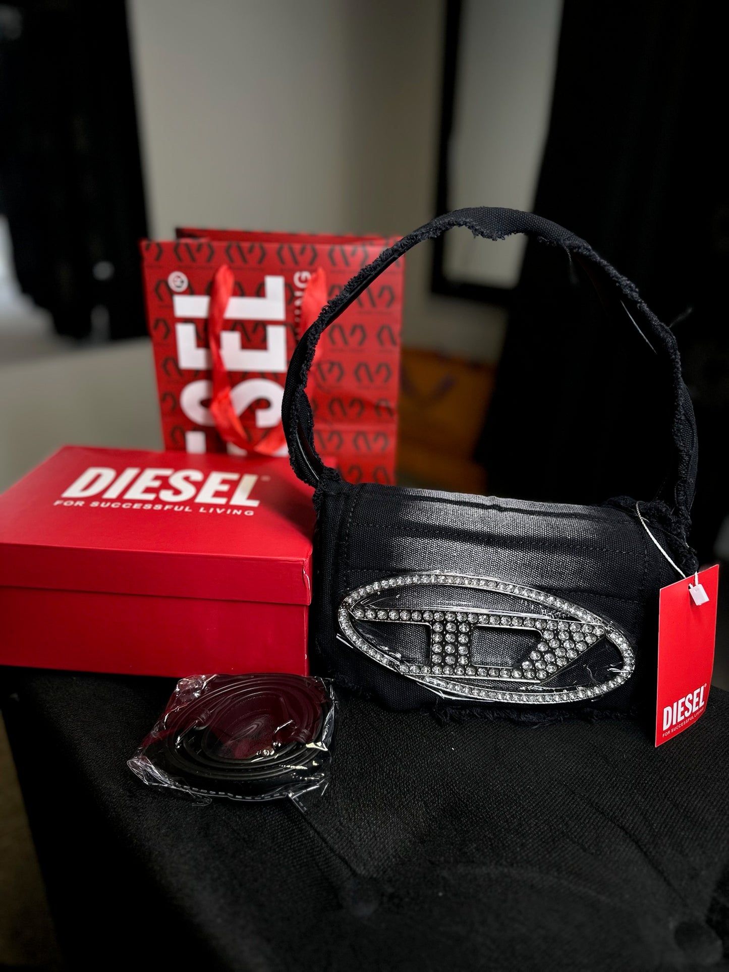 DIESEL bolsa de ombro 1DR em canvas