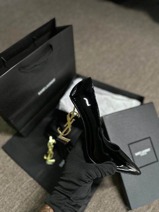 Salto YSL SCARPIN OPYUM EM COURO ENVERNIZADO