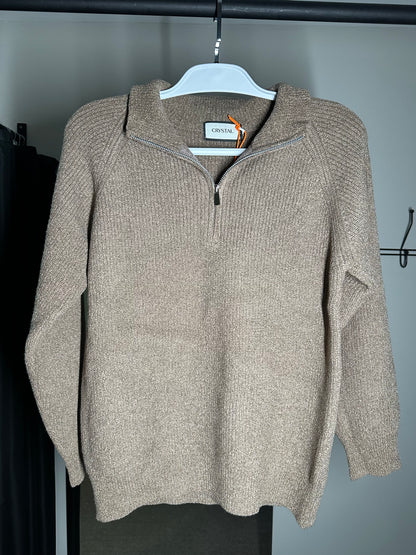 Quarter Zip Padrão Zara - Marrom
