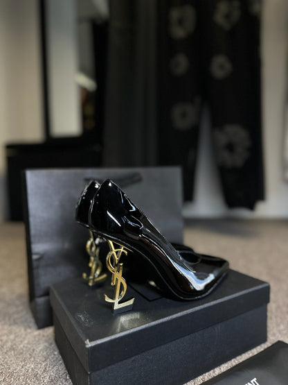 Salto YSL SCARPIN OPYUM EM COURO ENVERNIZADO